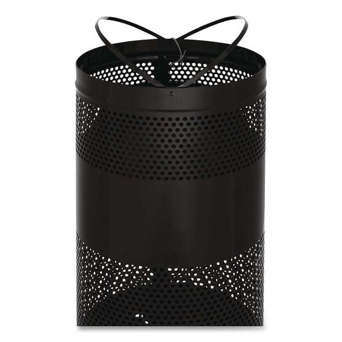 Classics Perforated Open Top Receptacle, 25 gal, Steel, Black