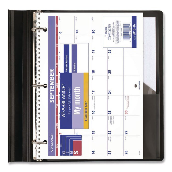 Academic Monthly Wall Calendar, 11 x 8, White/Purple/Red Sheets, 16-Month (Sept to Dec): 2025 to 2026