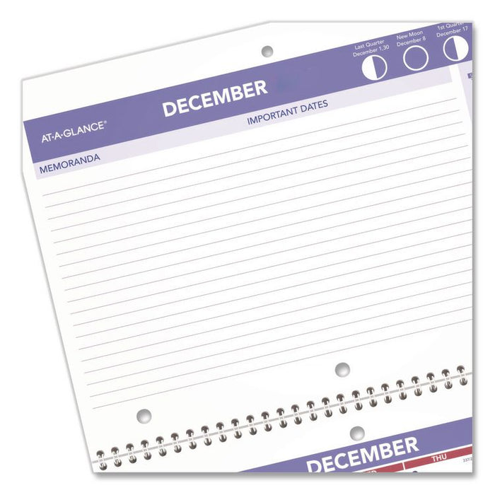 Academic Monthly Wall Calendar, 11 x 8, White/Purple/Red Sheets, 16-Month (Sept to Dec): 2025 to 2026