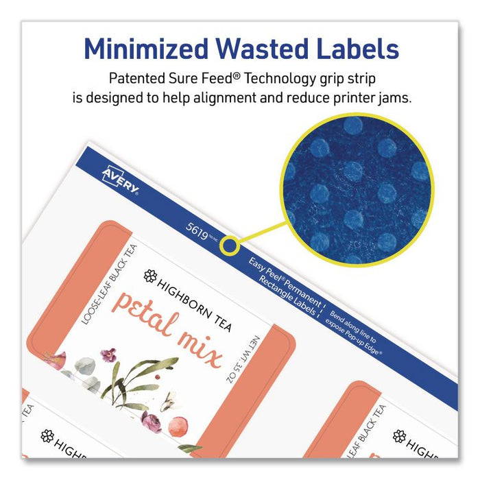 Rectangular Labels with Sure Feed Technology, Inkjet/Laser, 2 x 3, Matte White, 8 Labels/Sheet, 25 Sheets/Pack