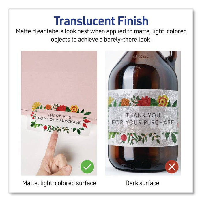 Matte Clear Address Labels with Sure Feed Technology, Inkjet/Laser, 1.33 x 4, 14/Sheet, 10 Sheets/Pack