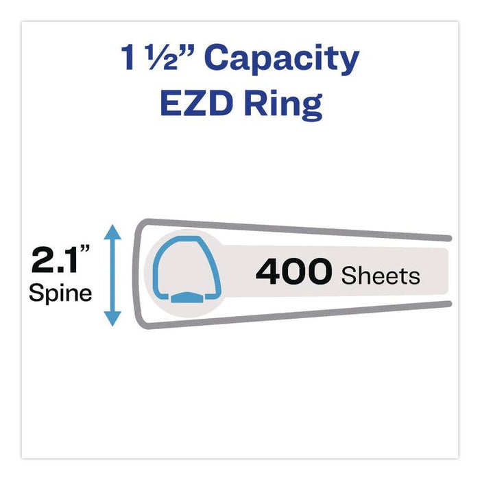 Durable View Binder with DuraHinge and EZD Rings, 3 Rings, 1.5" Capacity, 11 x 8.5, White, 12/Carton