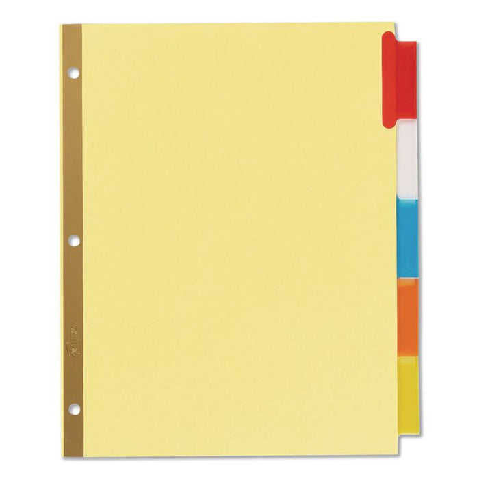 Insertable Big Tab Dividers, 5-Tab, Double-Sided Gold Edge Reinforcing, 11 x 8.5, Buff, Assorted Tabs, 48 Sets/Carton