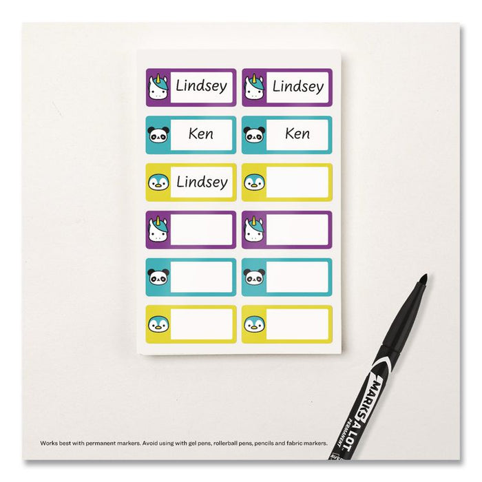 No-Iron Fabric Labels, Character/Colored Border, Handwrite Only, 0.75 x 1.75, White, 12/Sheet, 2 Sheets/Pack
