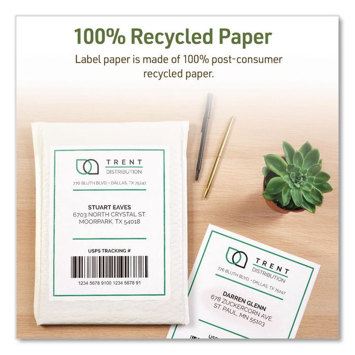 EcoFriendly Recycled Shipping Labels, Inkjet/Laser, 5.5 x 8.5, White, 2/Sheet, 10 Sheets/Pack