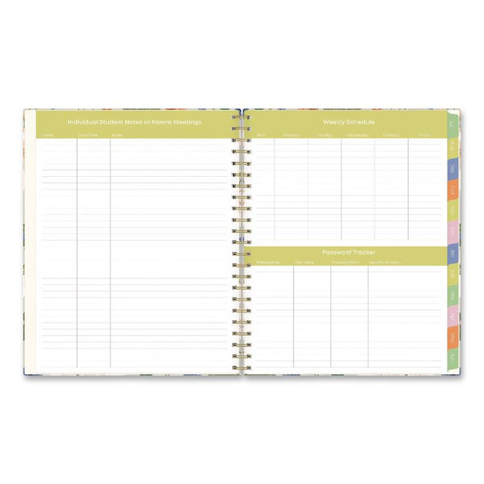 Franello Weekly/Monthly Lesson Planner, 9 Classes, Floral Artwork, Multicolor Cover, 11 x 8.5 Sheets, 40-Week Span, 2025-2026