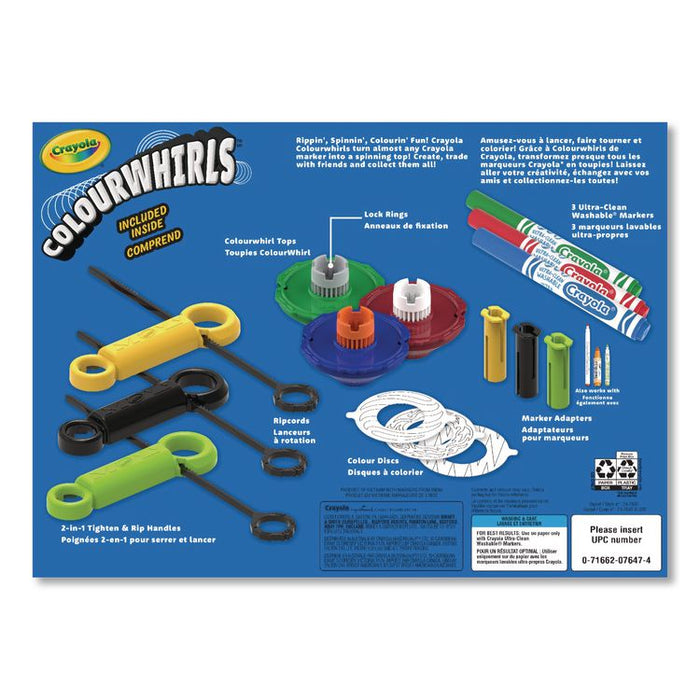 Colourwhirls Toy with (3) Rip-Cord Spinners and (3) Ultra-Clean Washable Markers, Ages 6 and Up, 12 Pieces