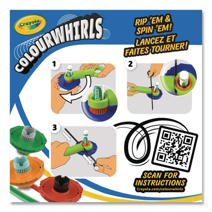 Colourwhirls Toy with (3) Rip-Cord Spinners and (3) Ultra-Clean Washable Markers, Ages 6 and Up, 12 Pieces