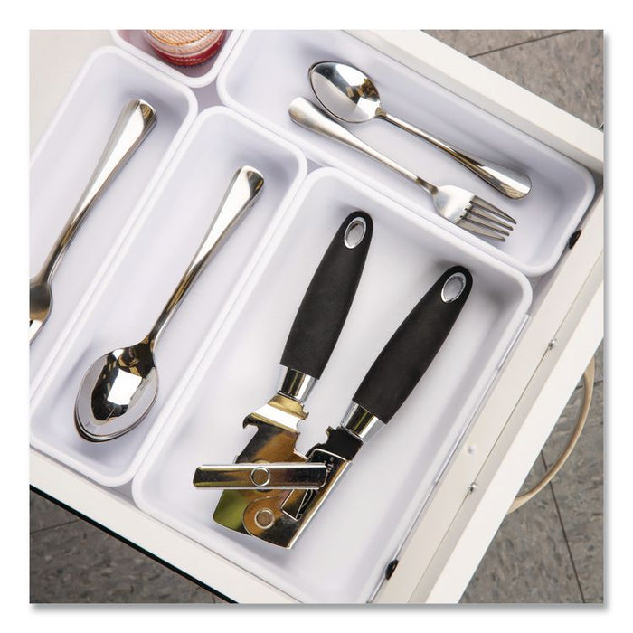 Eight-Piece Plastic Drawer Organizer, White