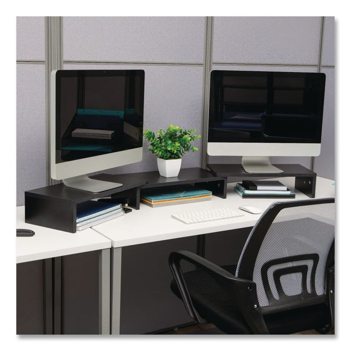 Adjustable Dual Monitor Stand, 18.1 to 51.25 x 9.25 x 4.75, Black, Supports 44 lbs