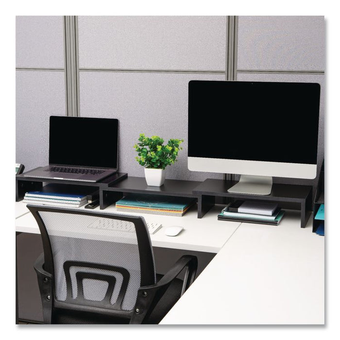 Adjustable Dual Monitor Stand, 18.1 to 51.25 x 9.25 x 4.75, Black, Supports 44 lbs