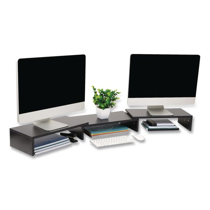Adjustable Dual Monitor Stand, 18.1 to 51.25 x 9.25 x 4.75, Black, Supports 44 lbs