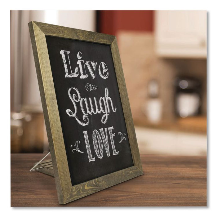 Magnetic Tabletop Chalkboard, Black Surface, Brown Wood Frame, 11 x 15