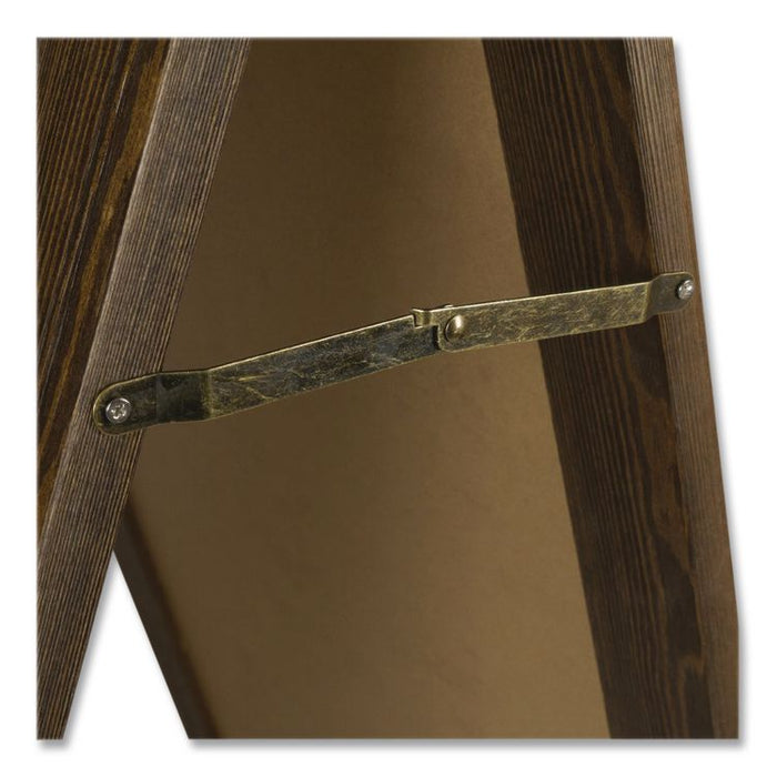 Indoor/Outdoor A-Frame Sidewalk Sign, Black 18 x 29 Surface, Brown Frame, 22 x 25 x 40