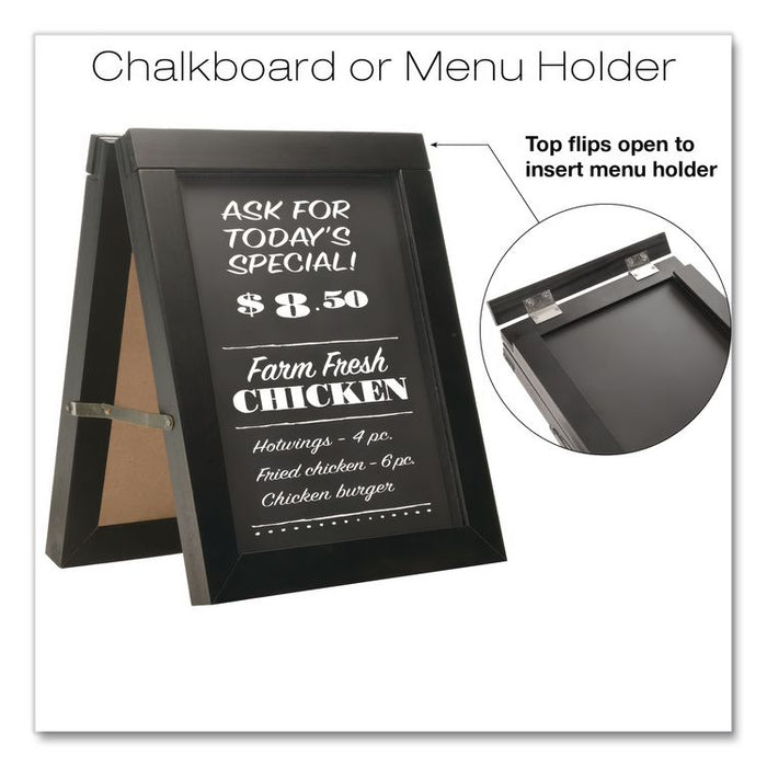 Double Sided A-Frame Chalkboard and Menu Holder, Black/Clear 8.5 x 11 Surface, Black Frame, 11 x 14