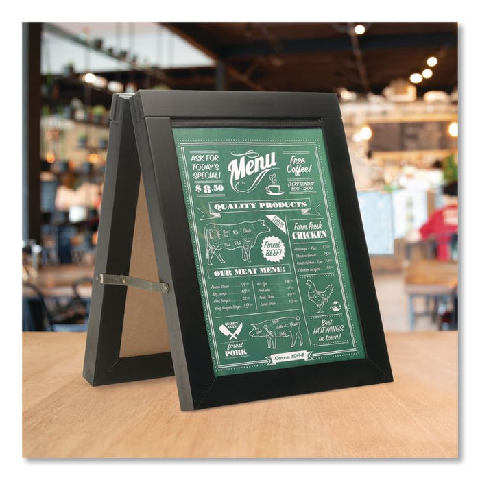 Double Sided A-Frame Chalkboard and Menu Holder, Black/Clear 8.5 x 11 Surface, Black Frame, 11 x 14