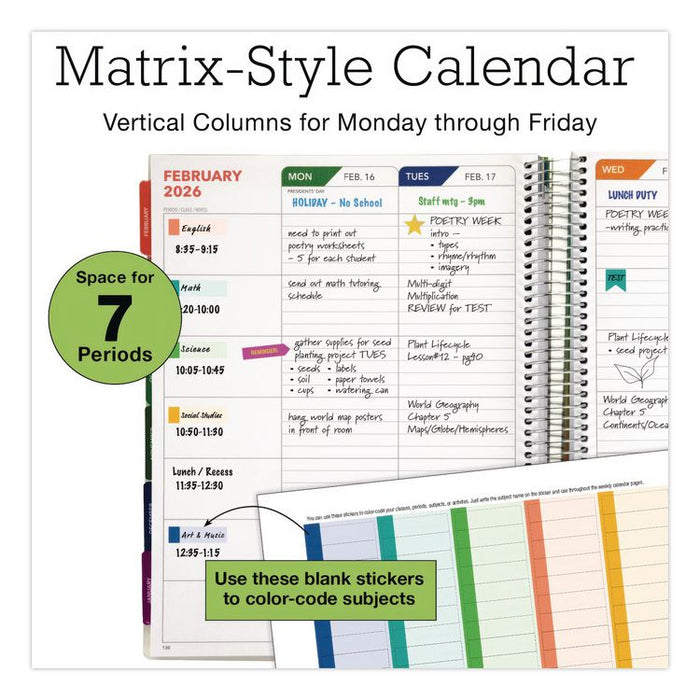 Deluxe Seasons Tree Weekly/Monthly Lesson Planner, 7 Classes, Multicolor Cover, 11 x 8.5, 13-Month: Aug 2025 to Aug 2026