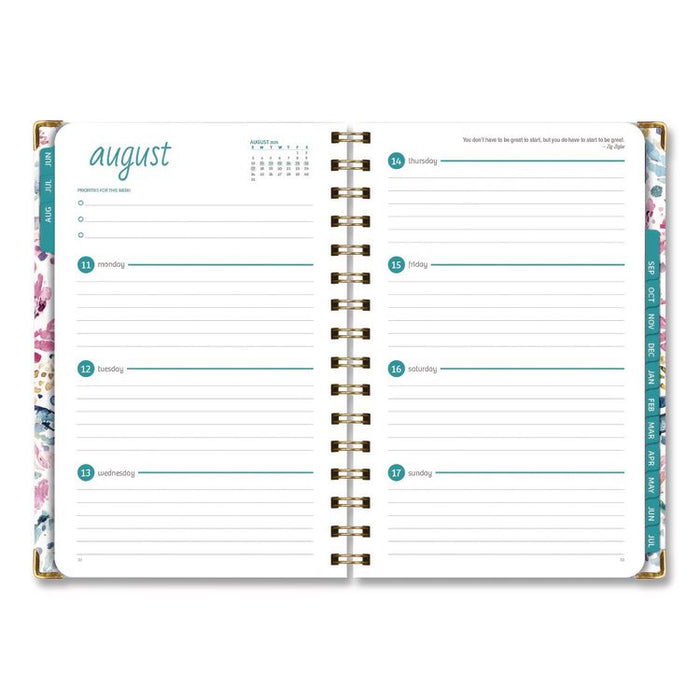 Boho Ikat Academic Year Weekly/Monthly Planner, Floral Artwork, 8 x 5.5, Multicolor Cover, 14-Month: June 2025 to July 2026