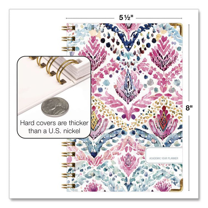 Boho Ikat Academic Year Weekly/Monthly Planner, Floral Artwork, 8 x 5.5, Multicolor Cover, 14-Month: June 2025 to July 2026