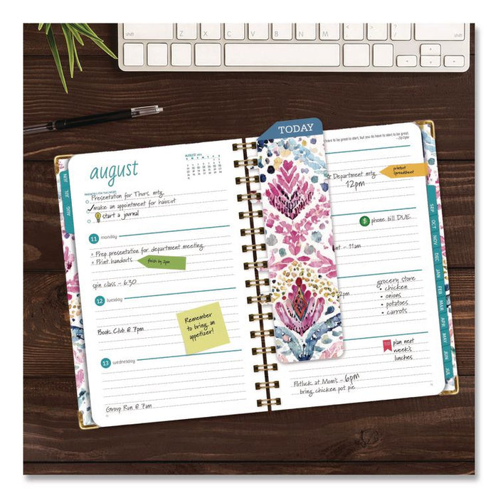 Boho Ikat Academic Year Weekly/Monthly Planner, Floral Artwork, 8 x 5.5, Multicolor Cover, 14-Month: June 2025 to July 2026