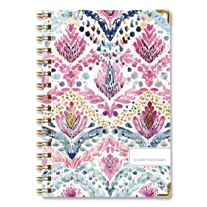 Boho Ikat Academic Year Weekly/Monthly Planner, Floral Artwork, 8 x 5.5, Multicolor Cover, 14-Month: June 2025 to July 2026