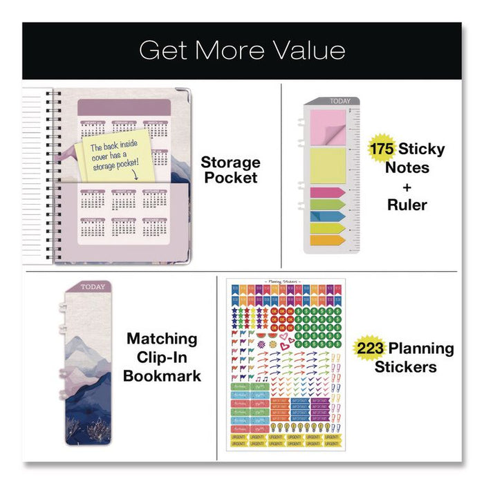 Pastel Mountains Academic Year Weekly/Monthly Planner, 11 x 8.5, Multicolor Cover, 14-Month: June 2025 to July 2026