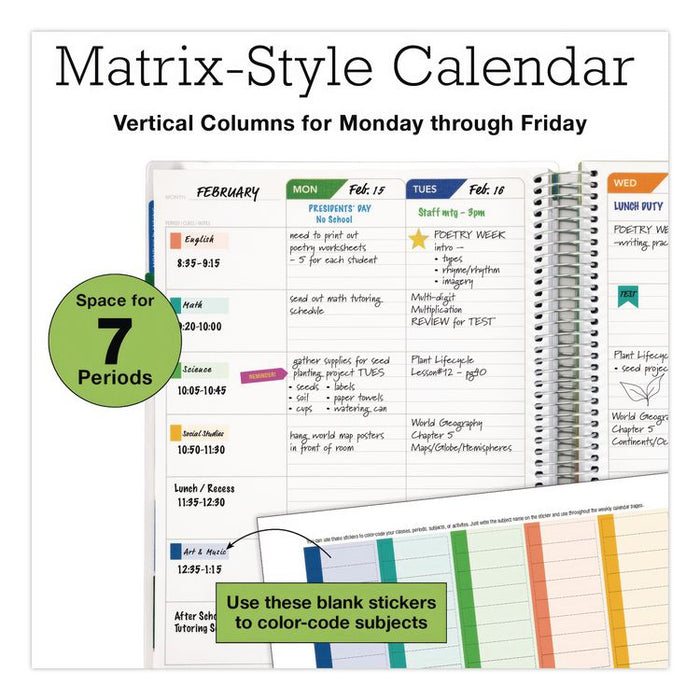 Deluxe Spring Floral Undated Weekly/Monthly Teacher's Lesson Planner, 7 Classes, Multicolor Cover, 11 x 8.5, 52-Week Span