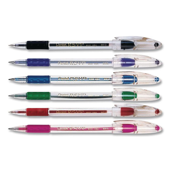 R.S.V.P. Ballpoint Pen, Stick, Medium 1 mm, Assorted Ink and Barrel Colors, Dozen