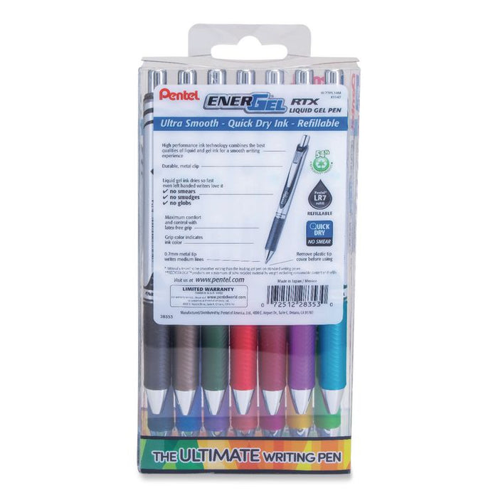EnerGel RTX Gel Pen, Retractable, Medium 0.7 mm, Assorted Creative Ink and Barrel Colors, 14/Pack
