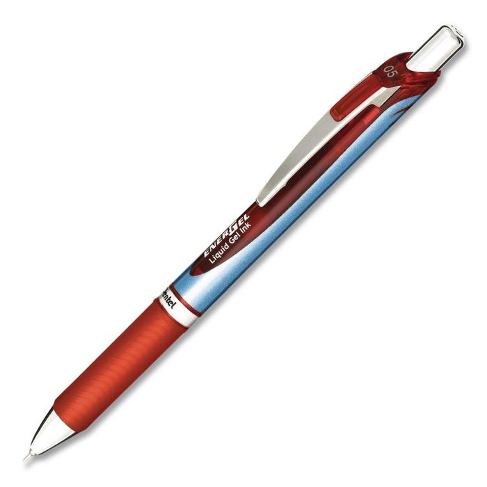 EnerGel RTX Deluxe Gel Pen, Retractable, Fine 0.5 mm, Red Ink, Red/Blue Barrel, Dozen