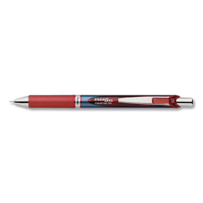EnerGel RTX Deluxe Gel Pen, Retractable, Fine 0.5 mm, Red Ink, Red/Blue Barrel, Dozen