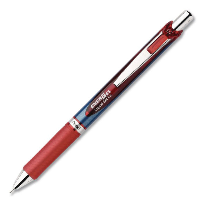 EnerGel RTX Deluxe Gel Pen, Retractable, Medium 0.7 mm, Red Ink, Red/Blue Barrel, Dozen