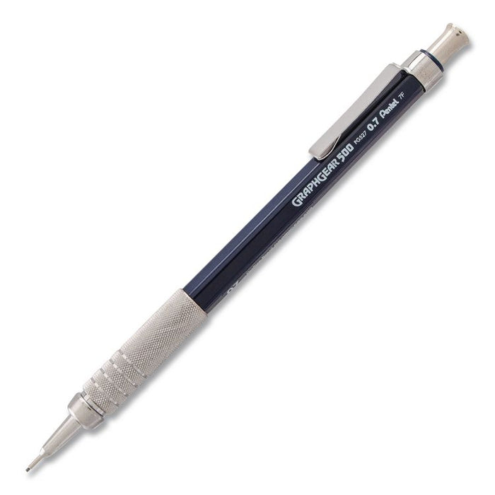 GraphGear 500 Mechanical Drafting Pencil, 0.7 mm, HB (#2), Black Lead, Black/Silver Barrel
