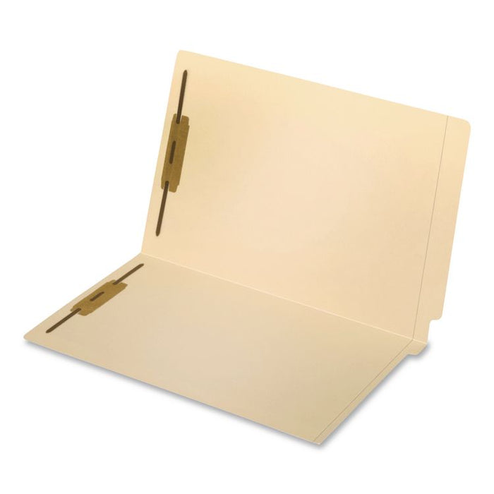 Recycled End Tab Fastener Folders, Straight Tab, Expands 0.75", 2 Fasteners, Legal Size, Manila, 50/Box