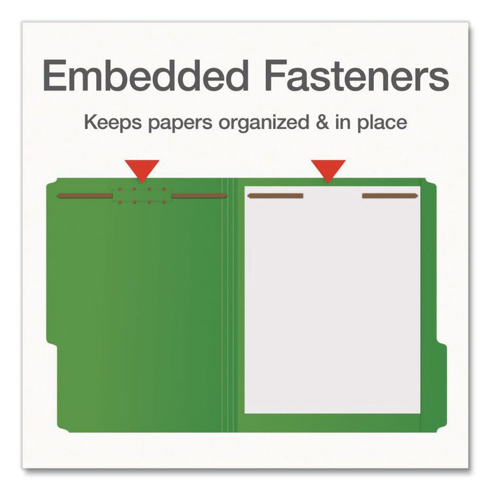 Heavy-Duty Fastener Folder, 1/3-Cut Tab: Assorted, Expands 0.75", 2 Fasteners, Letter Size, Assorted, 50/Box