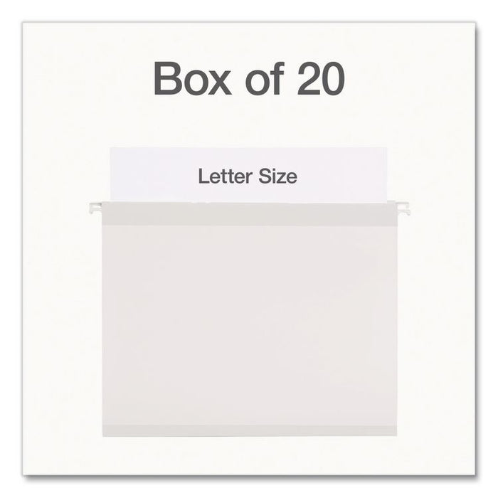 Ready-Tab Reinforced Hanging File Folders, Letter Size, 1/3-Cut Tabs, White, 20/Box
