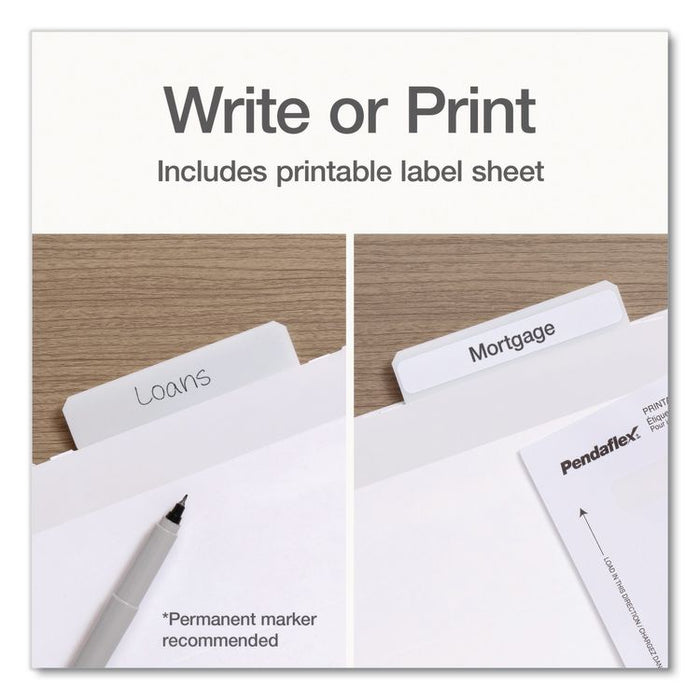Ready-Tab Reinforced Hanging File Folders, Letter Size, 1/3-Cut Tabs, White, 20/Box