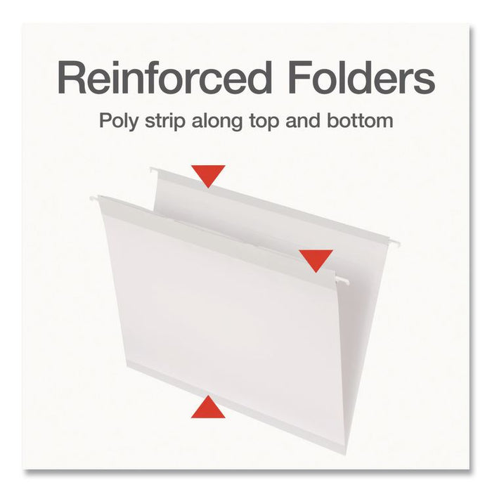 Ready-Tab Reinforced Hanging File Folders, Letter Size, 1/3-Cut Tabs, White, 20/Box