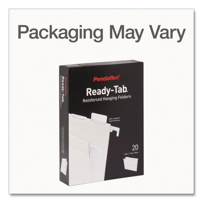 Ready-Tab Reinforced Hanging File Folders, Letter Size, 1/3-Cut Tabs, White, 20/Box