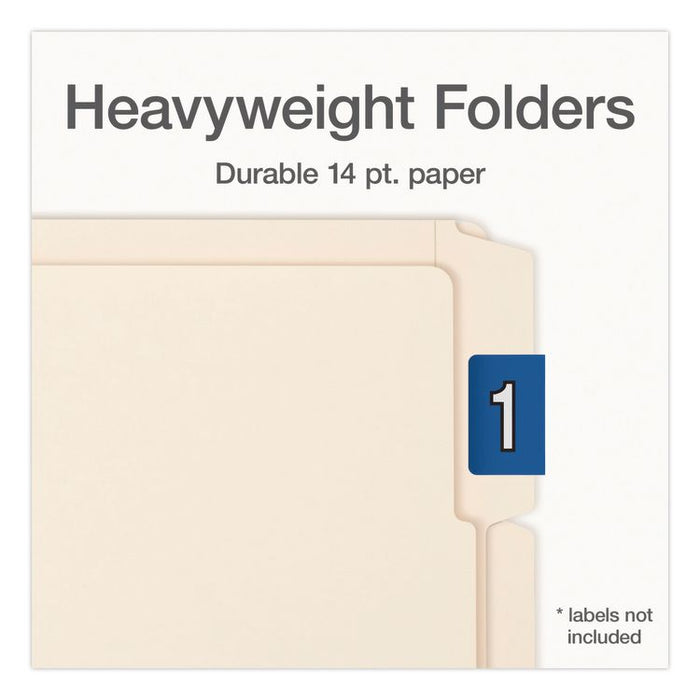 Manila End Tab Expansion Folders, 1/3-Cut Tabs: Assorted, Letter Size, 0.75" Expansion, Manila, 100/Box