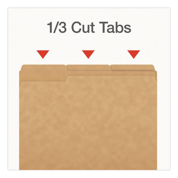 Kraft File Folders, 1/3-Cut Tabs: Assorted, Letter Size, 0.75" Expansion, Kraft, 50/Box