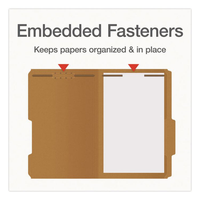 Kraft Fastener Folders, 2/5-Cut Tab: Right of Center, Expands 0.75", 2 Fasteners, Legal Size, Kraft, 50/Box