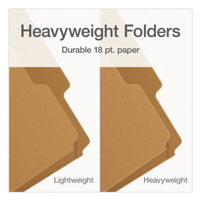 Kraft Fastener Folders, 2/5-Cut Tab: Right of Center, Expands 0.75", 2 Fasteners, Legal Size, Kraft, 50/Box