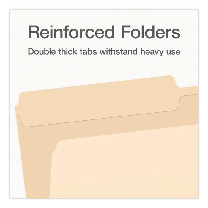 Manila File Folders, 1/2-Cut Tabs: Assorted, Legal Size, 0.75" Expansion, Manila, 100/Box