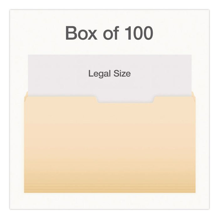 Manila File Folders, 2/5-Cut Tabs: Right, Legal Size, 0.75" Expansion, Manila, 100/Box