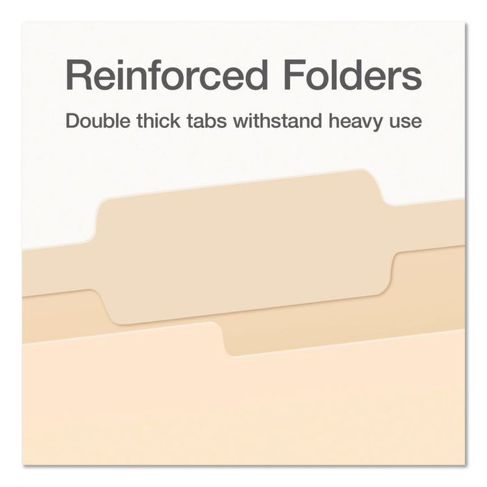 Manila File Folders, 2/5-Cut Tabs: Right, Legal Size, 0.75" Expansion, Manila, 100/Box