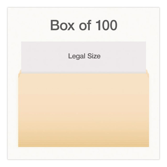Manila File Folders, Straight Tabs, Legal Size, 0.75" Expansion, Manila, 100/Box