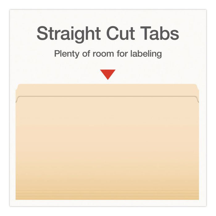 Manila File Folders, Straight Tabs, Legal Size, 0.75" Expansion, Manila, 100/Box