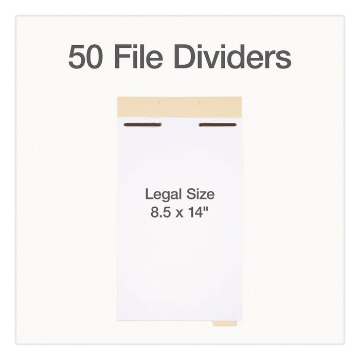 File Divider Set, End Tab: 1/5-Cut, 1 Fastener, Legal Size, Manila, 50/Pack