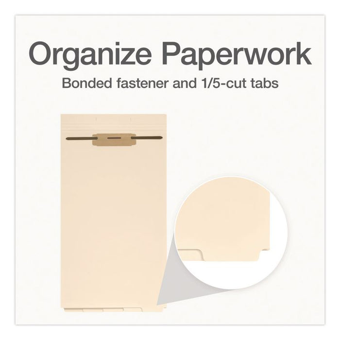 File Divider Set, End Tab: 1/5-Cut, 1 Fastener, Legal Size, Manila, 50/Pack